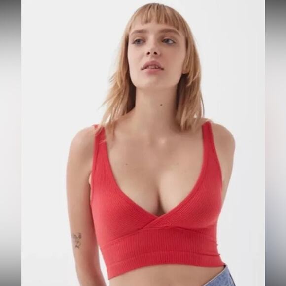 Urban Outfitters Out From Under Red Ribbed Bralette Size M/L - Picture 1 of 8